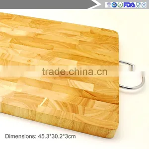 Stainless Steel Handle Rectangular Rubber Wood Chopping Block thumbnail-5