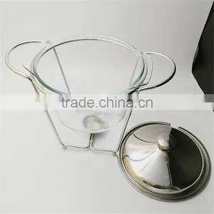 Large 4L Round Chafing Dish Glass Hot Food Warmer With Glass Dish thumbnail-4