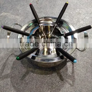 Hot Sale Stainless Steel Round Cheese/chocolate Fondue Set With Fork thumbnail-2