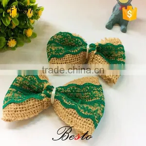 New Popular Wholesale Baby Girl Bow Lace Burlap Flower for Hair thumbnail-1