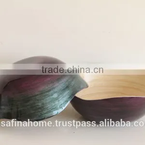 Flower Shape Colored Lacquer Bamboo Salad Bowl thumbnail-2