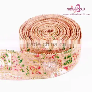 MSD Woven Jacquard Ribbon Green,2.5 Inch Wide Jute Tape Trim Ribbon thumbnail-4