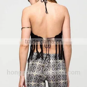 Sexy Backless Tassel Crochet Fringe Womens Halter Tops HST2132 thumbnail-2