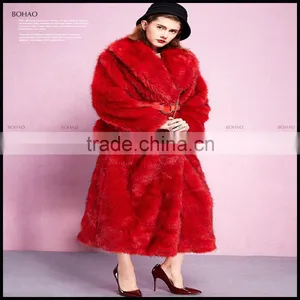 2016 New Fashion Designer Women Winter Coat With Fur Decoration Ladies Long Coats thumbnail-2