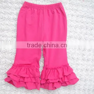 Boutique 100% Cotton Icing Pants Solid Triple Ruffle Leggings Girls Ruffle Pants thumbnail-5