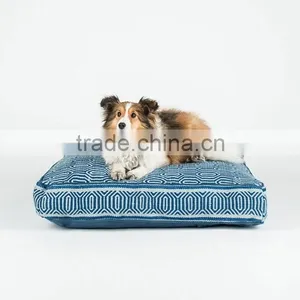 Navy Blue and Light Blue Geometric Square Dog Bed thumbnail-2