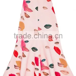 2015 New Fashion Sulty Lips Print Midi Long Women Skirt Wholesale thumbnail-3