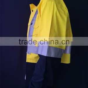 Hi Vis Yellow 3M Reflective Tape Safety Shirt With Contrast Color thumbnail-3