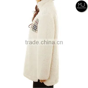 Wholesale Women Monogrammed Plaid Patch Fleece Pullover thumbnail-2