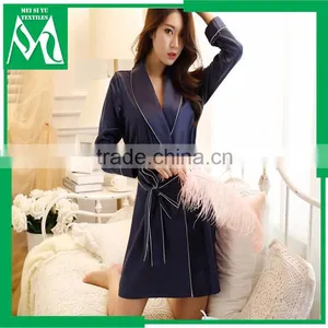 Sexy Shawl Collar Bathrobe Women Satin thumbnail-1