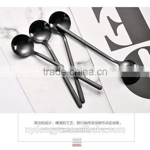 High Quality 304 Stainless Steel Tea Spoon /yh Black Titanium Plate Tea Spoon Coffee Spoon /fancy Dinnerware Tableware thumbnail-1
