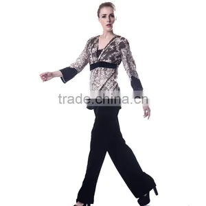 Cheap Women 2pcs Velvet Suit Satin Pullover Long-sleeved Striped T-shirt + Pants thumbnail-2