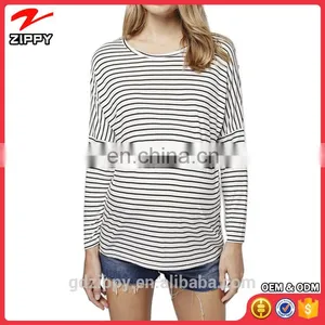 China Clothing Manufacture Wholesale Stripe Maternity Tops thumbnail-1