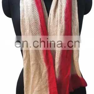 Ombre Herringbone Pashmina Wool Shawl SMH thumbnail-3