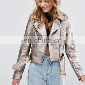 2017 Fashion Factory Price Ladies Jacket Women Clothing Pu/polyester Leather Jacket thumbnail-2