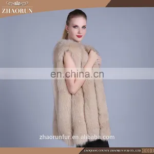 Brown Color Ture Fox Fur Jacket Dyed Fox Fur Vest and Fur Gilet for Lady thumbnail-3