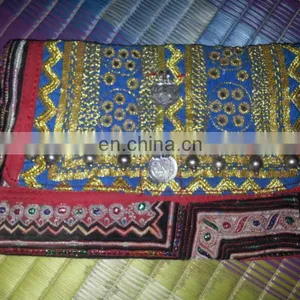VINTAGE CLUTCH BANJARA EMBROIDERY ETHNIC PATCHWORK HANDMADE MIRROR TRIBAL BAG thumbnail-1