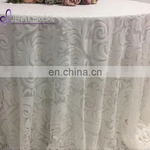 TC188B White 90 Linen Tukish Sequin Fabric Table Cloth thumbnail-4