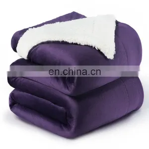 Security Outdoor Lightweight Fluffy Design Violet Sherpa Blanket For Summer thumbnail-7