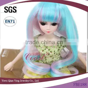 Fashion Wholesale Long Wave Blue and Purple Color Mixed Samll Doll Wig for American Girl Doll thumbnail-1