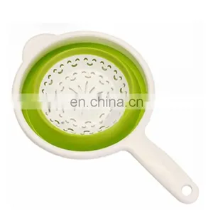 Folding Space-Saving Fruit Vegetable Baskets With Handle, Food Strainer Drainer Bowls, Kitchen Collapsible Silicone Colander thumbnail-2