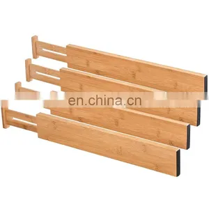 Bamboo Telescopic Divider Adjustable Kitchen 4 Drawer Organizer Partition Expandable Drawer Dividers thumbnail-1