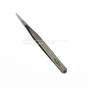 Anti Static High-grade Professional Precision Wear-resistant Eyelash Grafting Tweezers Planting Eyelash Clip Black Straight Elbow ESD-10 Textured Tweezers thumbnail-1