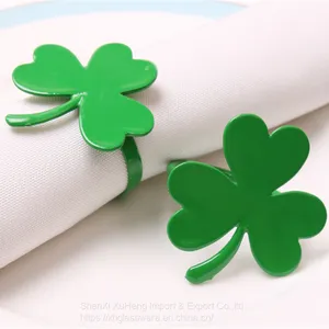 Lucky Green Colored Napkin Ring With 3 Leaf For Valentine's Day thumbnail-2