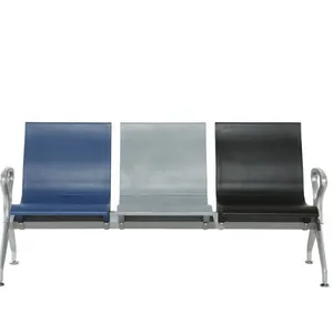 3-seater Waiting Blue Grey and Black Hospital Chair W9915 thumbnail-1
