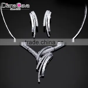 New Wholesale African Style Tassel Wedding Cubic Zirconia Costume Jewelry Set thumbnail-2