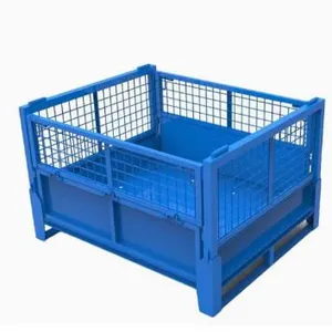 Galvanized Heavy Duty Collapsible Wire Mesh Cage Warehouse Storage Container thumbnail-1