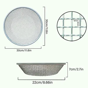 New Arrival 30cm Diameter Circular Mesh Sieve 4mm Stainless Steel Wire for Agriculture Factory Processing Service for Filters thumbnail-3