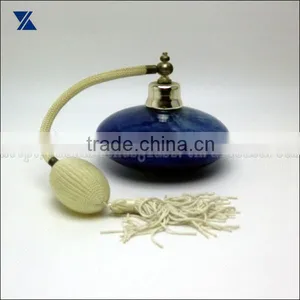 Hand Made Art Glass Blue Glass Perfume Bottle With Atomizer Sprayer thumbnail-1