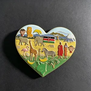Africa Kenya Feature Resin Fridge Magnet Custom Country Tourist Souvenir Hard Enamel Pin Keychain Gift Set thumbnail-1