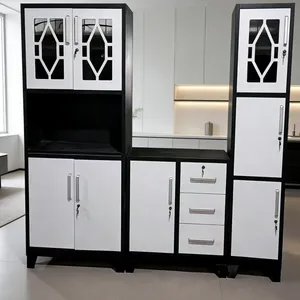 Marble Transfer Print Kitchen Cabinet Metal Knock‑down Storage Cabinet thumbnail-4
