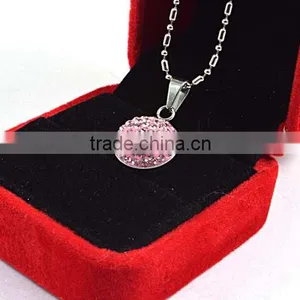 Allibaba Com Gem Crystals Pink Ball Pendant Necklace thumbnail-3