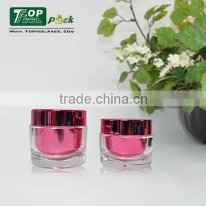 China Manufacturer 15g 30g 50g Metallized Red Plastic Jar for Facial Cream Eye Cream thumbnail-1