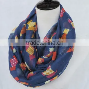 Newest Style Colorful Cute Animal Dog Printed Polyester Voile Round Infinity Scarf thumbnail-2