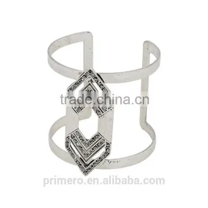 Retro Punk Style Cuff Bangles Gold Plated Geometry Hollow Bracelet Charm Jewelry thumbnail-4