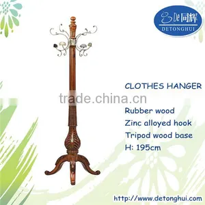 Home Furniture Antique Style Rubber Wood Coat Rack Tree (S-12#) Redwood thumbnail-1
