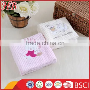 Plain Dyed Embroidered Coral Fleece Baby Blanket thumbnail-1