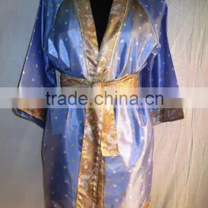 Indian Wholesaler Vintage Silk Saree Kimono Women Night Wear Night Gown Sexy Bathrobe thumbnail-1