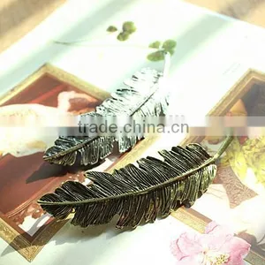 Fashion Golden Leaves Metal Clip For Women,Greece's Women Feather Spring Clip Metal Hair Accessories thumbnail-3