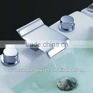 Double Handle 3-hole Waterfall Bath-tub Faucet Mixer Tap thumbnail-1