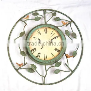 Big Round Rustic Green Wrought Iron Wall Clocks thumbnail-1
