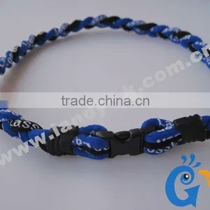 Cheap Tri Braided Weave Titanium Sports Men Silicone Rubber Necklace thumbnail-4