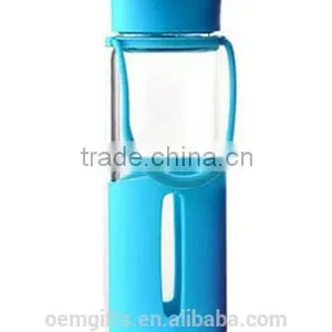 16 Oz. Glass Candy Color Water Bottle With Silicone Strap thumbnail-3