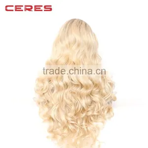 Long Curly Synthetic Lace Front Wig Dark Root Ombre Blonde Full Hair Wigs For Black Women thumbnail-2