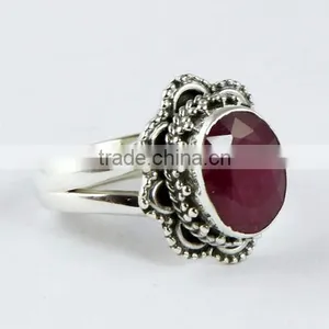 Power Love !! Ruby 925 Sterling Silver Ring, Indian Silver Jewelry, Wholesale Silver Jewellery thumbnail-1