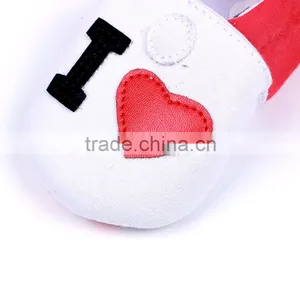 2016 Good Quality Comfortable Red White Shose With Saying I Love Mom Baby PU Toddler Shoes thumbnail-4